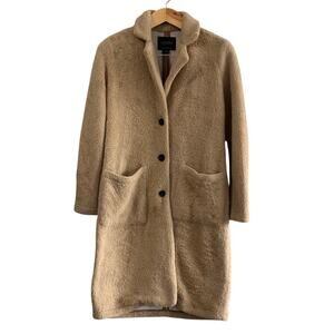 Sanctuary Faux Fur Coat Women's XS Mob Wife Quiet Luxury Camel Teddy Plush Style